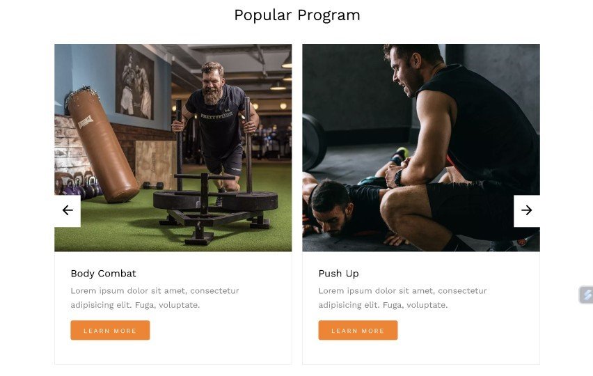 Fitness website aboutpage