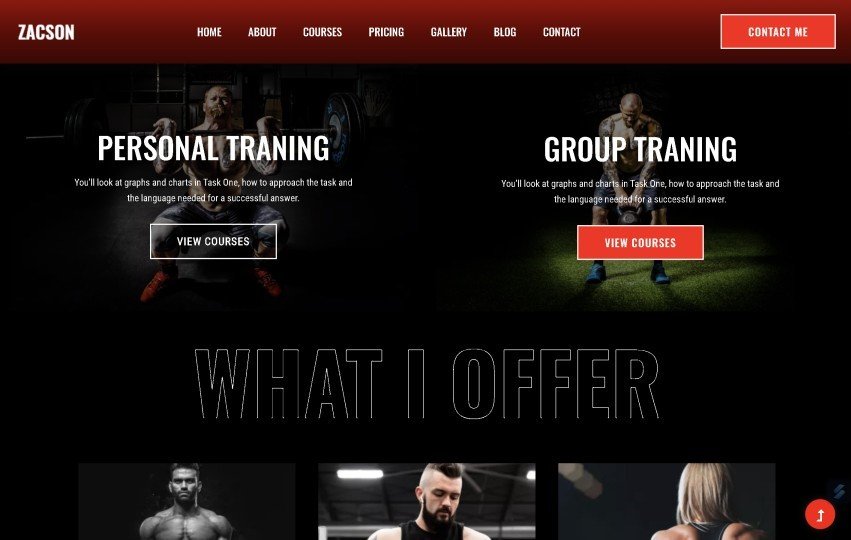 Gym trainer website about