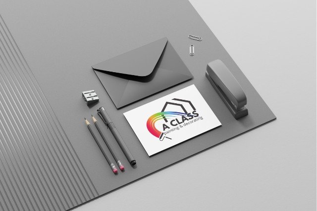 White business card with logo.