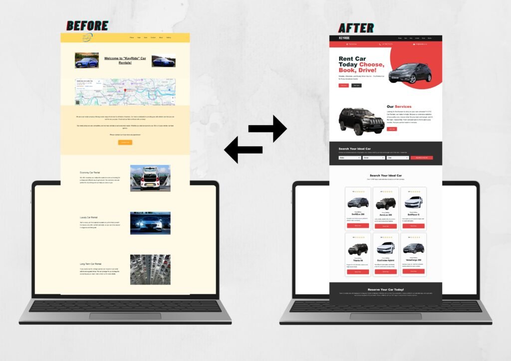 Website Redesign Before After Car Rental