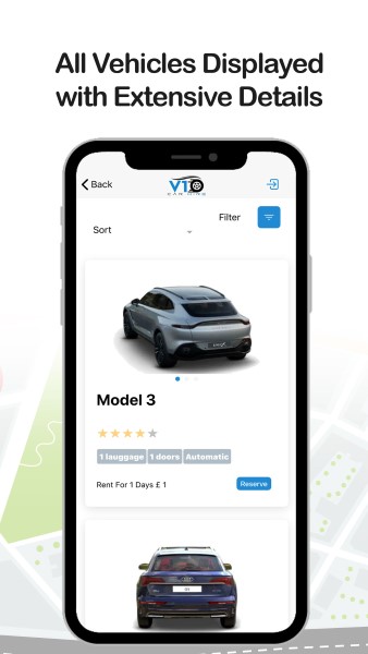 Vehicle hire app catalogue