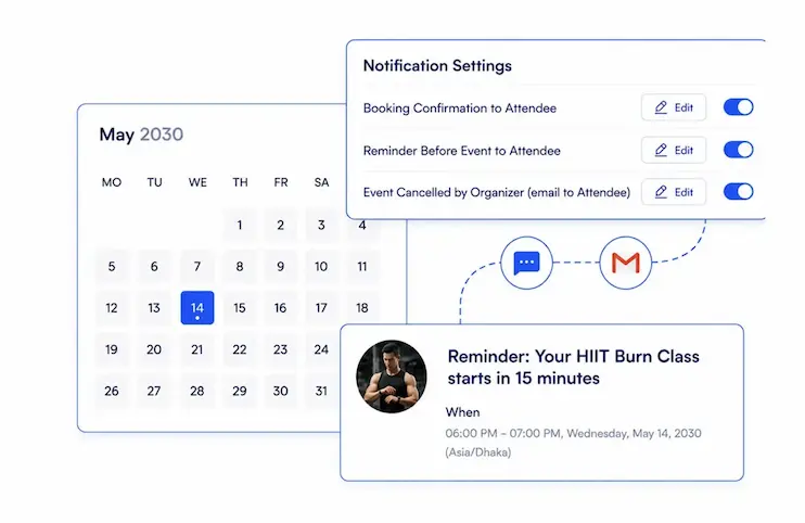 Appvalanche booking form reminder and calendar settings screen