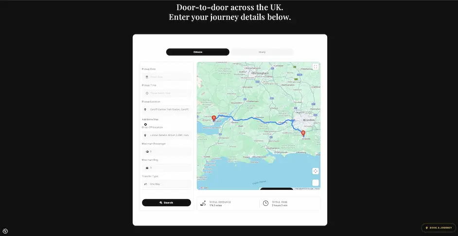 Cardiff to Heathrow Booking Screenshot