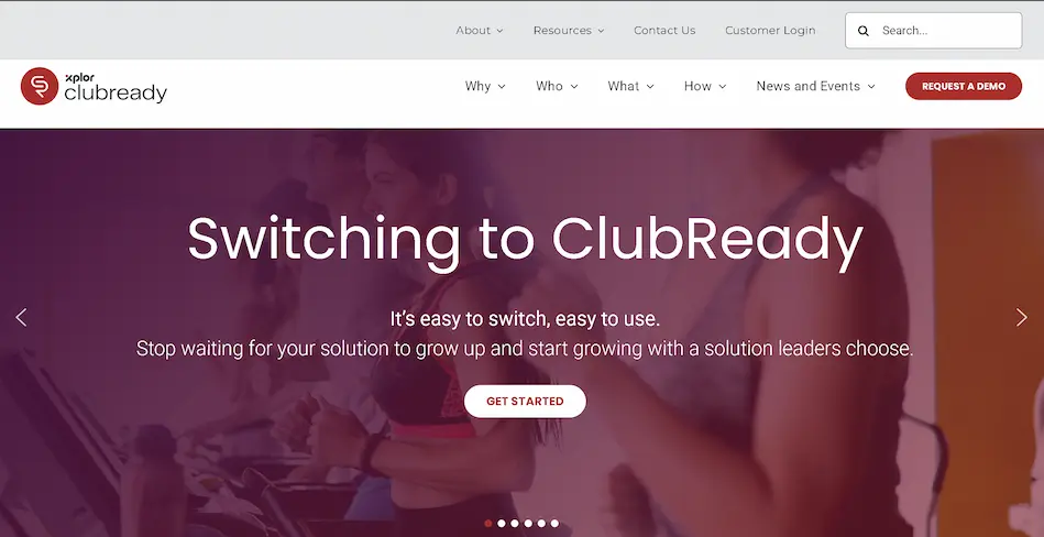 ClubReady gym booking software switching promotion screenshot