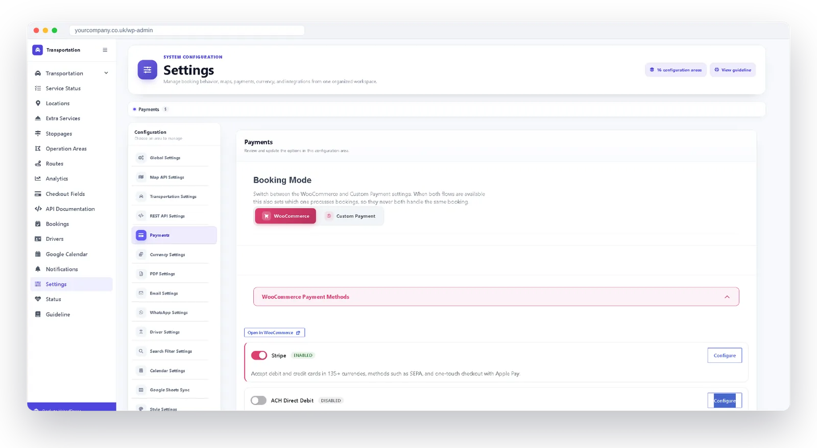 Online card payments with Stripe in the chauffeur booking system