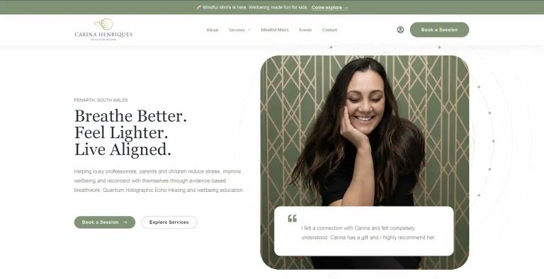 Wellbeing Website With Online Booking Carina Henriques